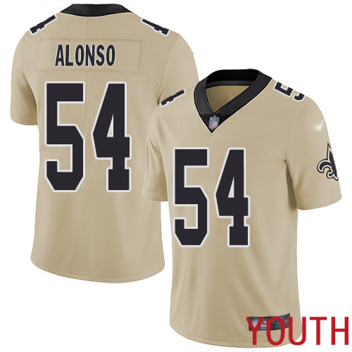 New Orleans Saints Limited Gold Youth Kiko Alonso Jersey NFL Football #54 Inverted Legend Jersey->youth nfl jersey->Youth Jersey